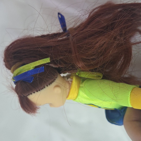 Cheerleader Doll Fishel Toys vintage 1990s vinyl face neon Green 8" - Picture 12 of 12